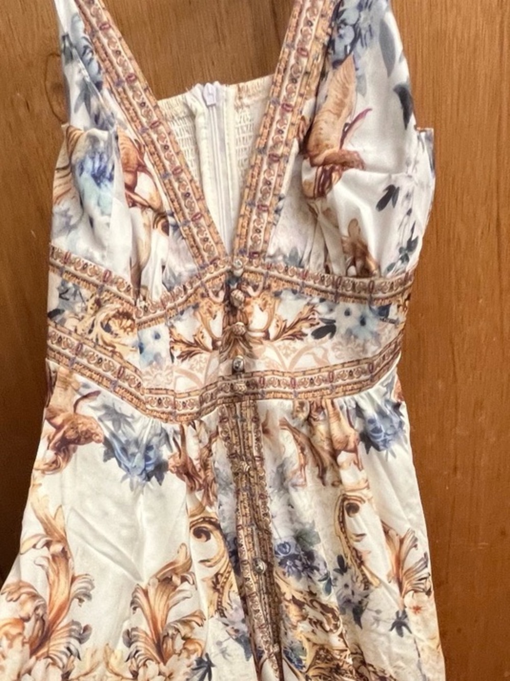 Boho Paisley Floral Maxi Dress Sleeveless Smocked Back Lined Size Medium NWOT - Picture 7 of 10